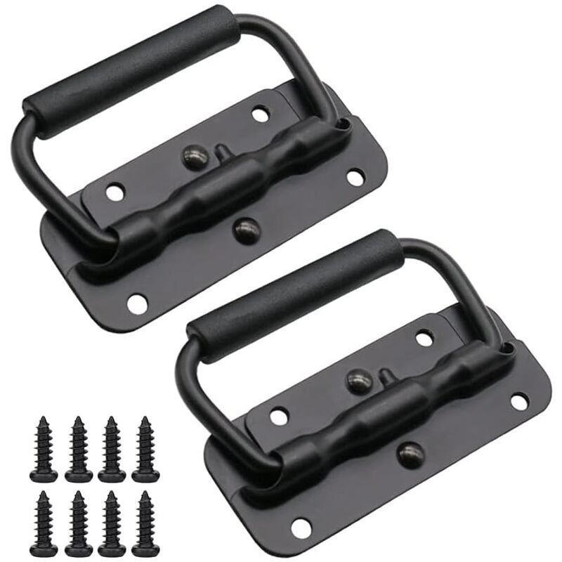 foto del prodotto gotrays 2 pezzi maniglie in acciaio inox maniglie per scatola di sollevamento attrezzi scatola di attrezzi maniglie pieghevoli a molla, maniglie da