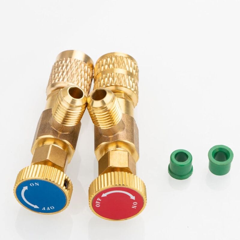 foto del prodotto gotrays 2 pezzi valvola regolatrice del refrigerante, valvola di sicurezza r410a r22, valvola di sicurezza del refrigerante, per adattatori di