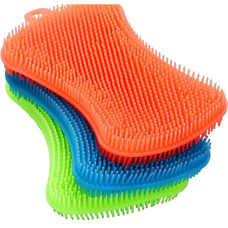 foto del prodotto gotrays 3 pezzi spugne in silicone per la cucina lavastoviglie pulizia piatti multifunzione doppio lato lavaggio doccia esfoliazione montaggio a