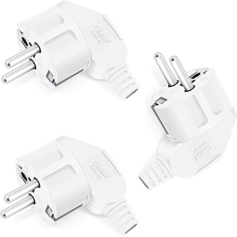 foto del prodotto gotrays 3 x spine schuko, 250 v 16 a , spina di sicurezza con guaina antipiega, spina schuko in plastica, infrangibile, durevole, utilizzabile per