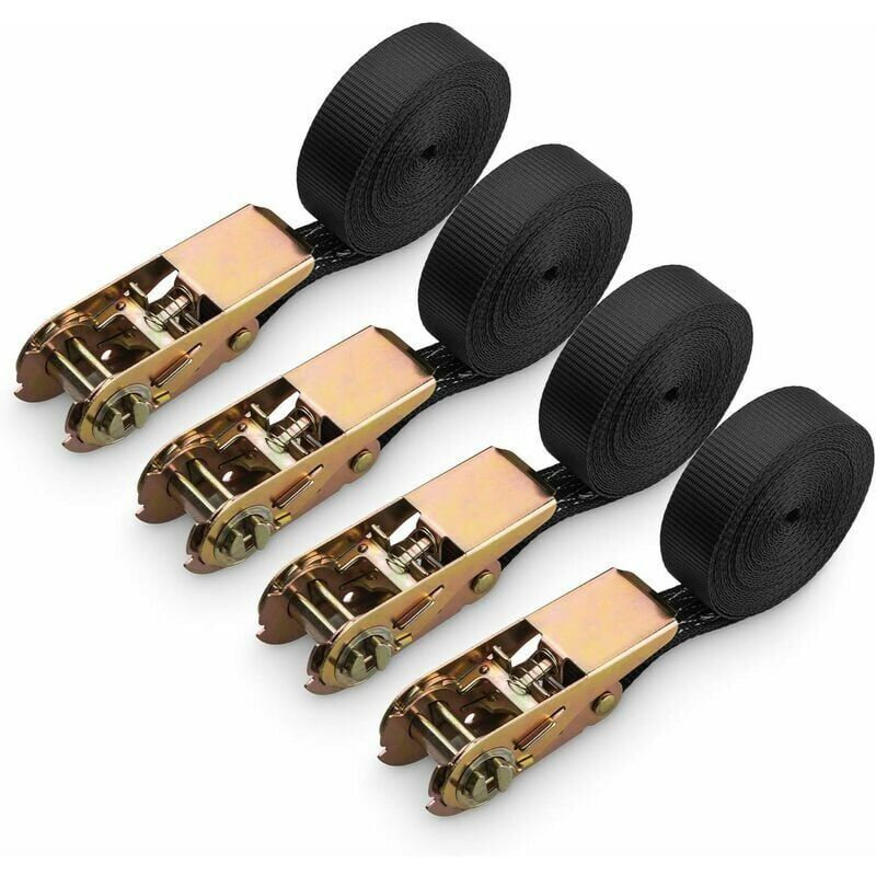 foto del prodotto gotrays 4 pezzi cinghie a cricchetto, cinghia a cricchetto in poliestere per moto, auto, bicicletta, rimorchio, capacit 800 kg, 6 m x 25 mm nero