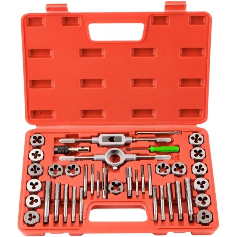 foto del prodotto gotrays 40 pezzi m3 m12 set di maschi e filiere metrici in acciaio, maschi per scanalature, filiere per filettatura, estrattori di viti