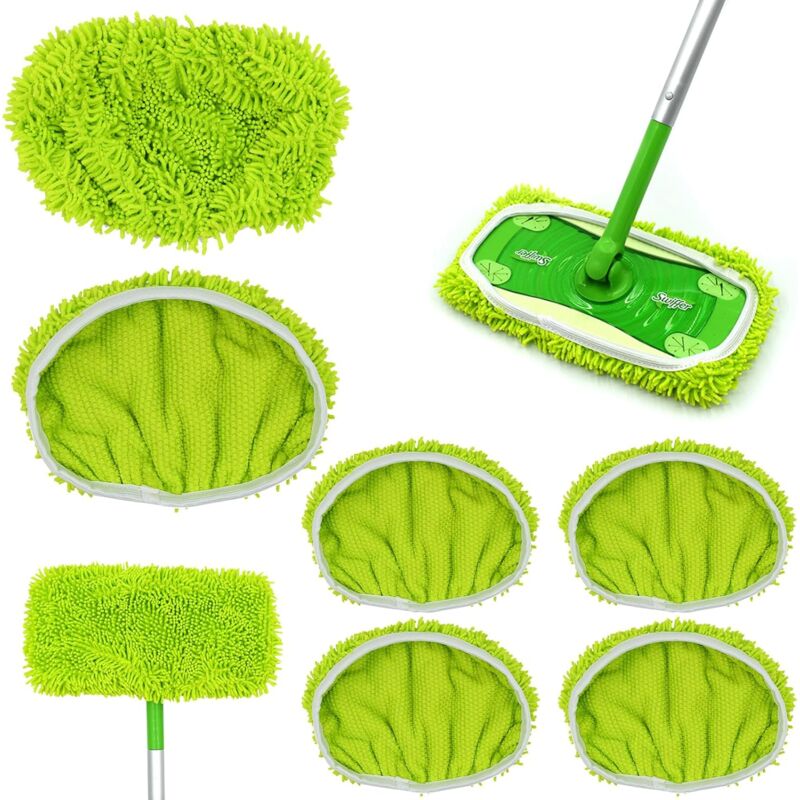 foto del prodotto gotrays 6 pezzi di ricambio per mocio a vapore, tamponi in microfibra verde per mocio, coperture in microfibra per mocio a vapore, panni per mocio