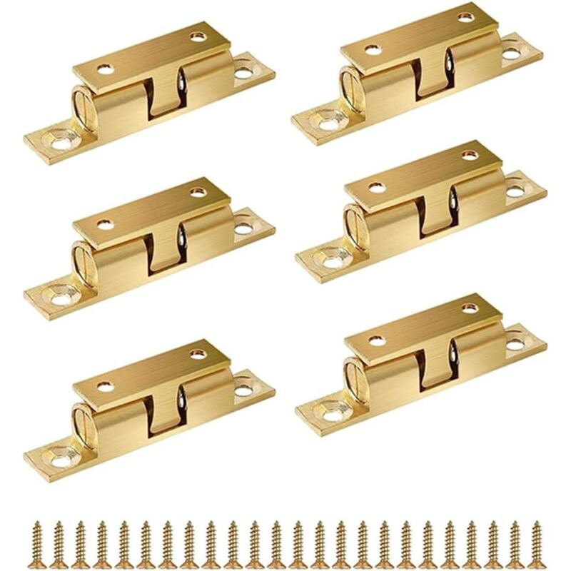 immagine 0 del prodotto gotrays 6 pezzi doppio fermo a rotolamento, 60 mm in ottone per porta a doppia tensione, fermo per porta dell armadio in ottone per impieghi