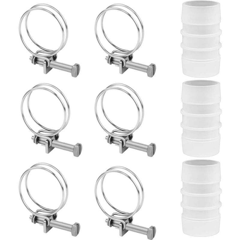 foto del prodotto gotrays 6 pezzi fascetta stringitubo in acciaio inox 36 40 mm, fascetta stringitubo regolabile, fascetta stringitubo in metallo con 3 connettori