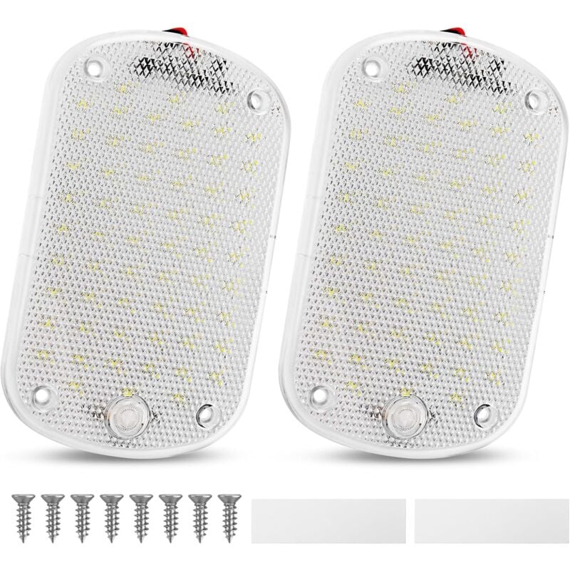 foto del prodotto gotrays 60 led luce interna 12v 85v 8w illuminazione interna con interruttore per auto camion camper furgone caravan confezione da 2