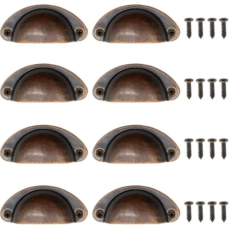 foto del prodotto gotrays 8 pezzi di maniglie vecchio stile, maniglie per mobili antichi, maniglie per cassetti semicircolari, mobili da cucina, armadi, porte