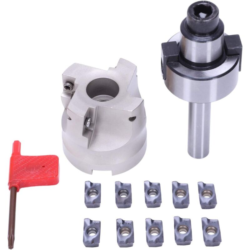 foto del prodotto gotrays ac12 fmb22 400r fresa ad angolo retto da 50 mm 10 inserti in metallo duro apmt1604 con chiave per utensili di fresatura