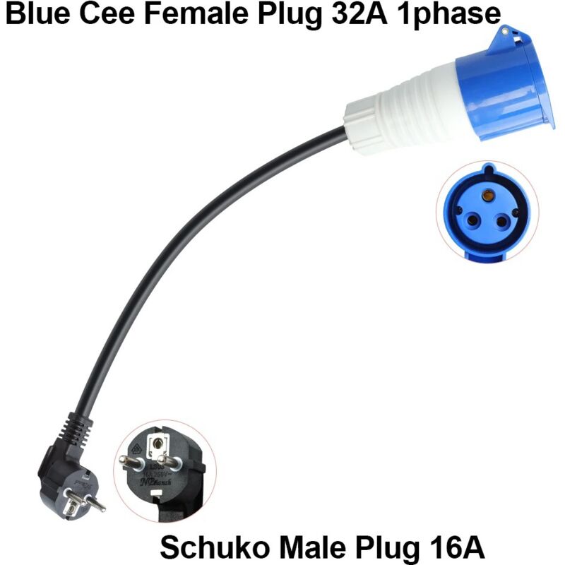 foto del prodotto gotrays adattatore cee spina schuko a presa cee 230 v 32 a per campeggio e camper