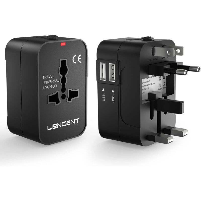 foto del prodotto gotrays adattatore da viaggio, adattatore universale uk europa usa australia, prese da viaggio internazionali con 2 prese di corrente usb per oltre
