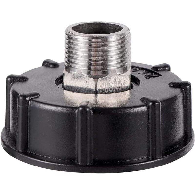 foto del prodotto gotrays - adattatore per serbatoio ibc s60x6 filettatura grossa con raccordo maschio in acciaio inossidabile con collegamento per tubo flessibile
