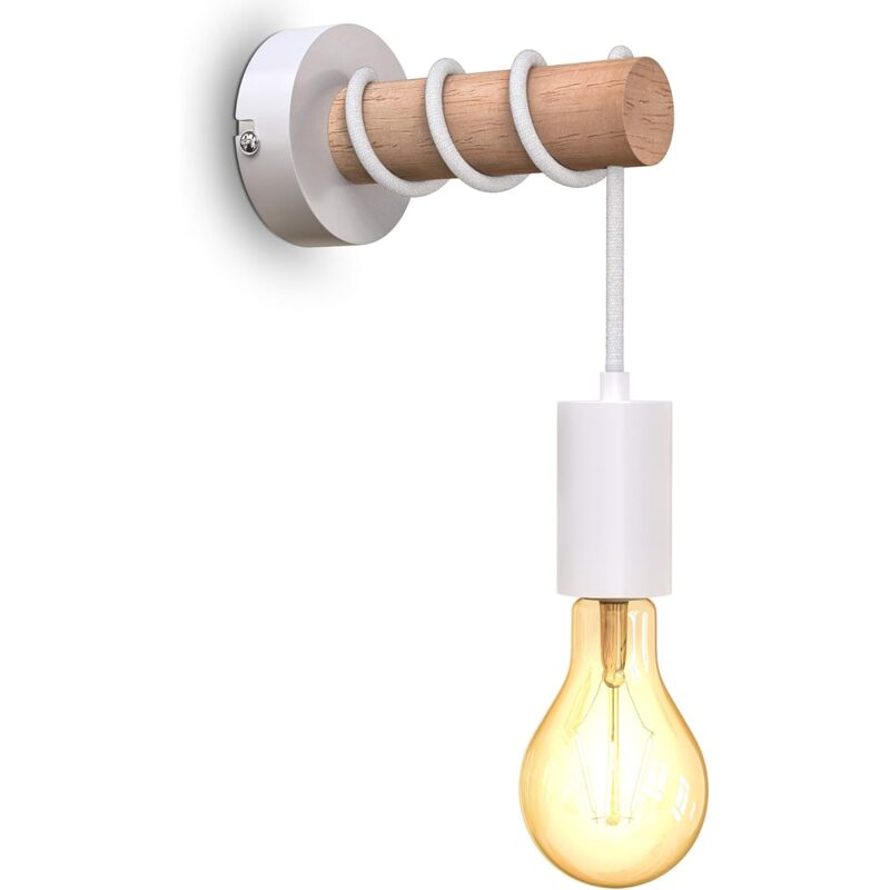 foto del prodotto gotrays applique, design industriale retr , legno metallo, attacco e27, per lampadina led 10w max, bianco
