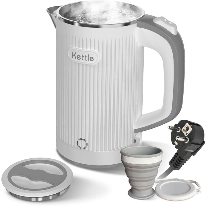 foto del prodotto gotrays bollitore elettrico portatile con tazza pieghevole, bollitore elettrico da viaggio da 800 ml, bollitore piccolo in acciaio inossidabile