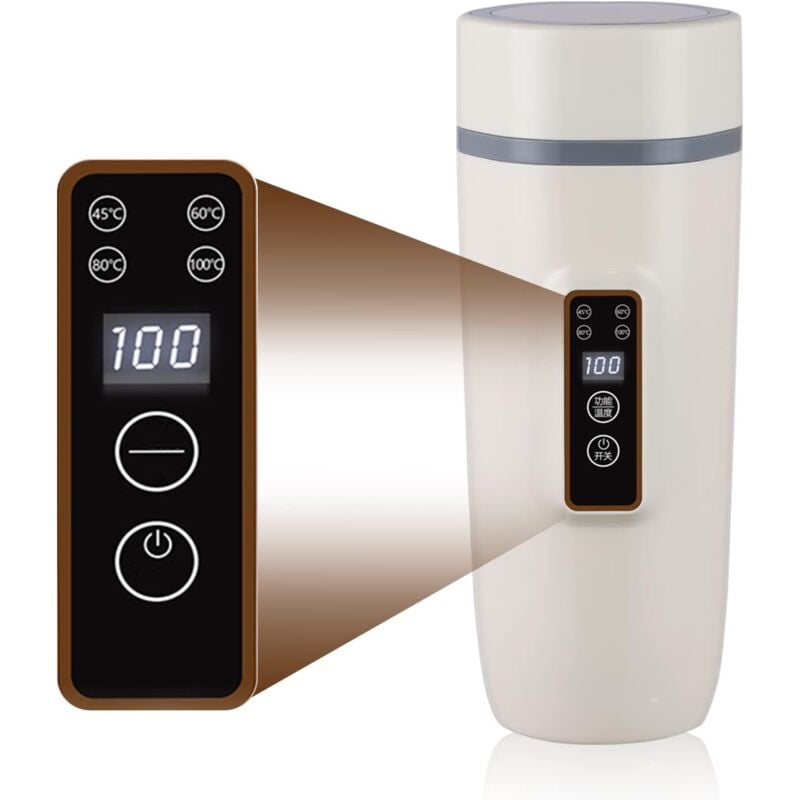 foto del prodotto gotrays bollitore portatile, riscaldatore elettrico 3 in 1, bollitore, piccola bottiglia con termometro da viaggio, bottiglia d acqua, tazza