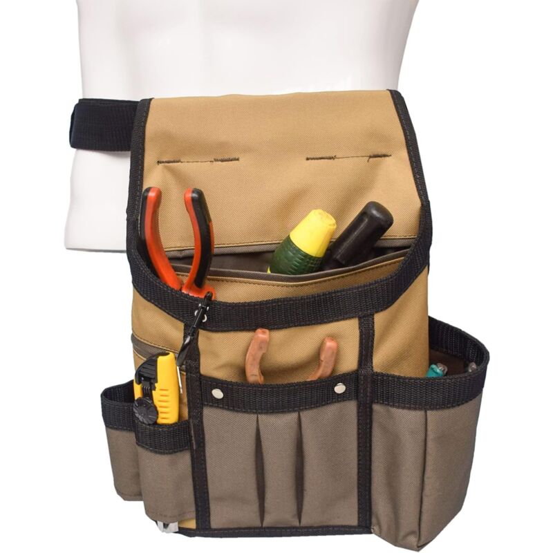 foto del prodotto gotrays borsa da cintura portautensili per elettricista portatile multi tasca regolabile, marrone