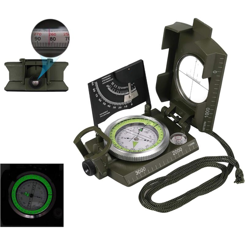 foto del prodotto gotrays bussola militare professionale in metallo impermeabile ip65 con bussola di avvistamento con inclinometro e borsa per il trasporto per