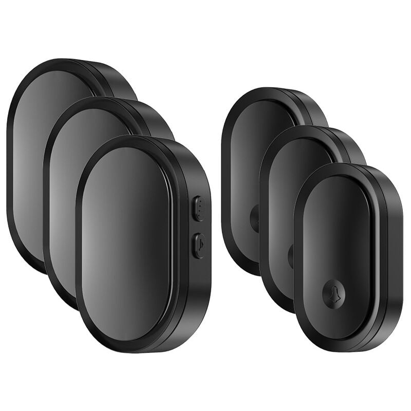 foto del prodotto gotrays - campanello led intelligente per la casa con 3 campanelli e 3 pulsanti, nero