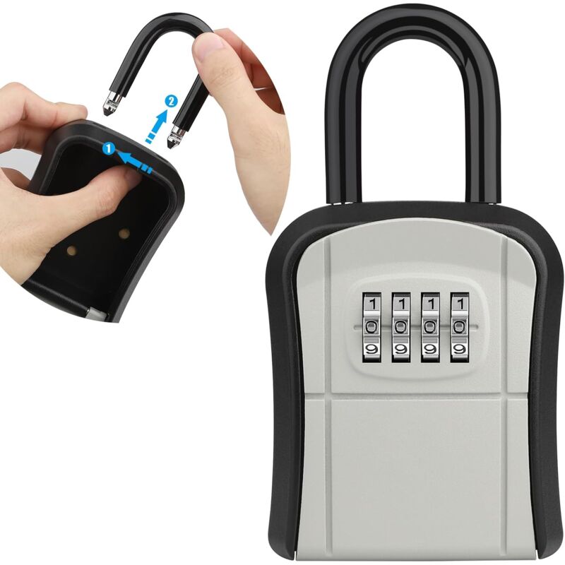 foto del prodotto gotrays cassaforte per chiavi, da appendere e da parete cassetta di sicurezza per chiavi da esterno con gancio rimovibile, cassetta di sicurezza