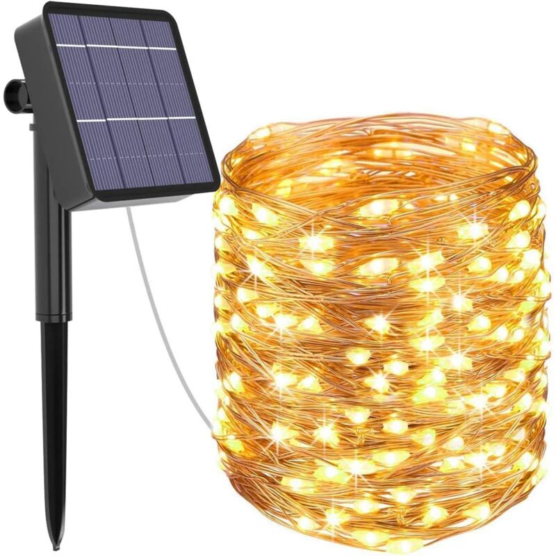 foto del prodotto gotrays catena luminosa solare per esterni, 12 m, 120 led, 8 modalit di decorazione classe energetica a .