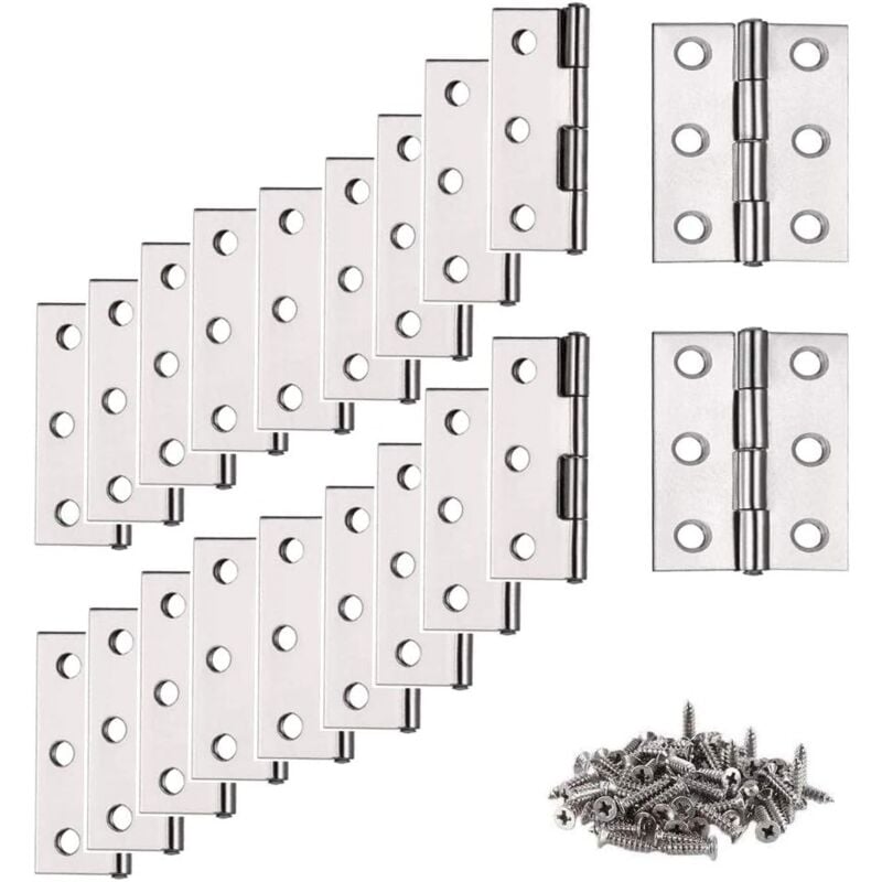 foto del prodotto gotrays cerniera, cerniera in acciaio inossidabile, 20 pezzi cerniera piccola, cerniera, cerniera piatta, cerniera per mobili per la casa