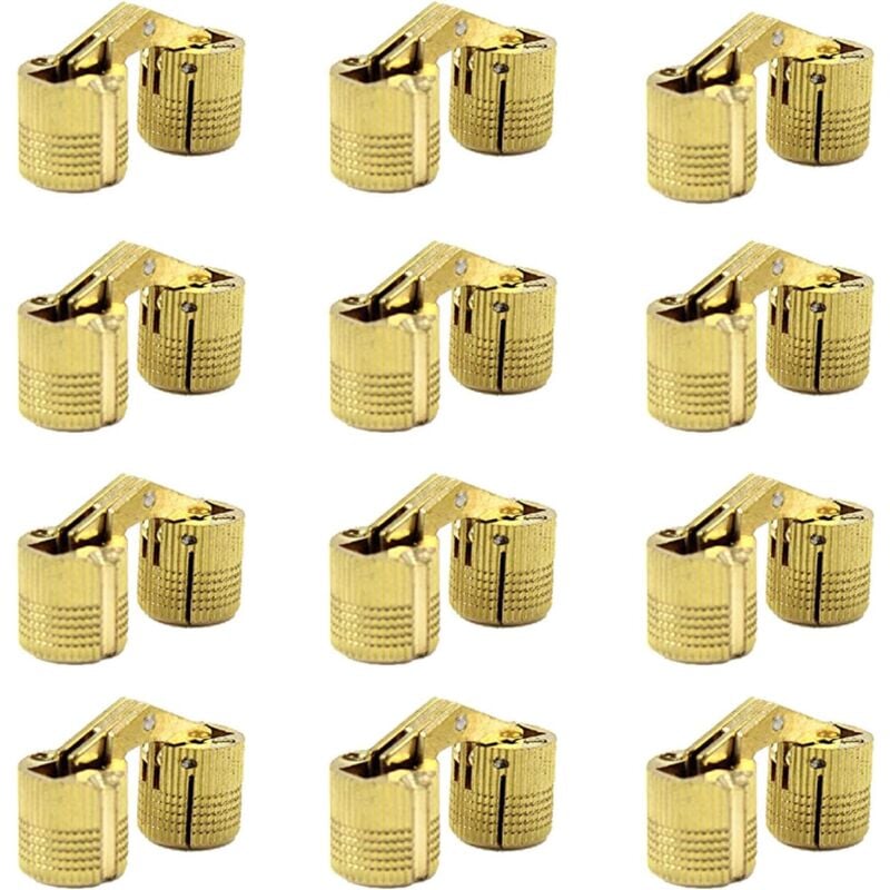 foto del prodotto gotrays cerniere cilindriche in ottone da 12x10 mm, cerniere invisibili per mobili, angolo di apertura nascosto di 180 gradi