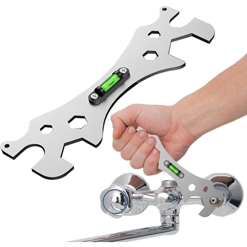 foto del prodotto gotrays chiave per doccia, chiave angolare autolivellante speciale, chiave fissa girevole, chiave di riparazione portatile per il bagno, per viti