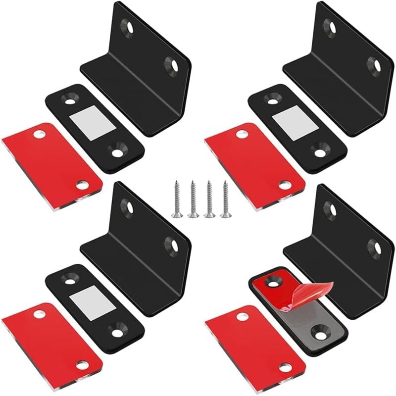 foto del prodotto gotrays confezione da 4 magneti ultra sottili in acciaio inox per porte di armadietti, con viti e colla. potenti chiusure per porte scorrevoli,