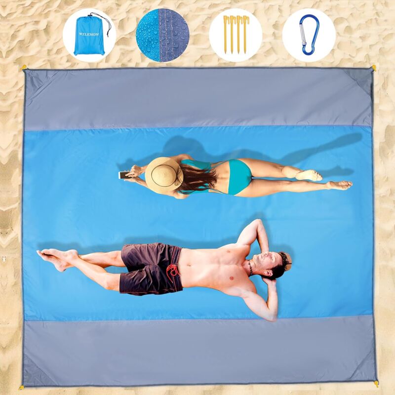 foto del prodotto gotrays coperta da picnic, tappetino da spiaggia, tappetino da picnic, coperta da spiaggia, coperta da picnic extra large 200 x 210 cm, pu essere