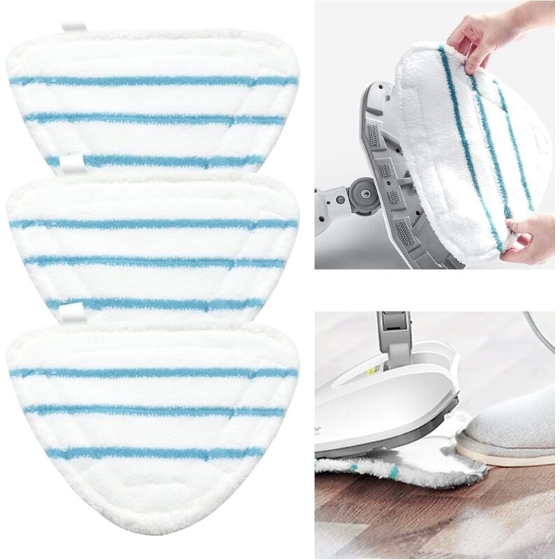 foto del prodotto gotrays copri mocio a vapore in microfibra, accessorio per mocio a vapore, panni lavabili universali triangolari per pulitore a vapore a spruzzo