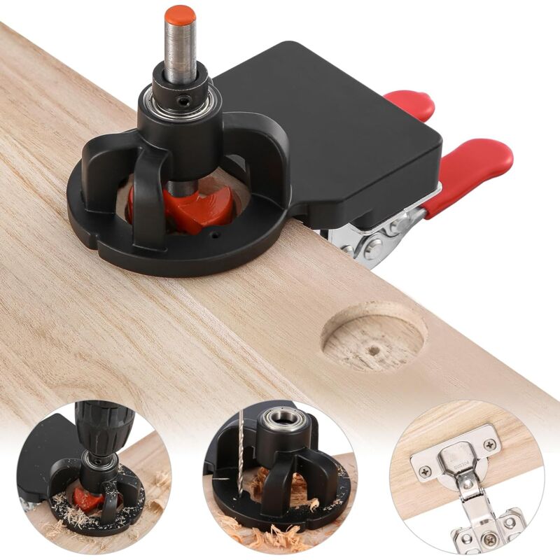 foto del prodotto gotrays dima di foratura per cerniere per mobili da 35 mm con 2 clip di fissaggio, dima per cerniere nascoste regolabili, strumento di montaggio