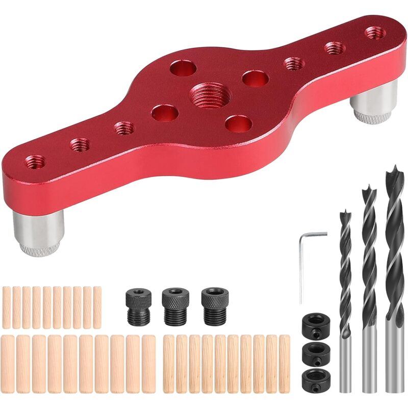 foto del prodotto gotrays dima di foratura verticale, localizzatore di fori da 6 8 10 mm per lavorazione del legno, kit di tasselli autocentranti, guida di foratura