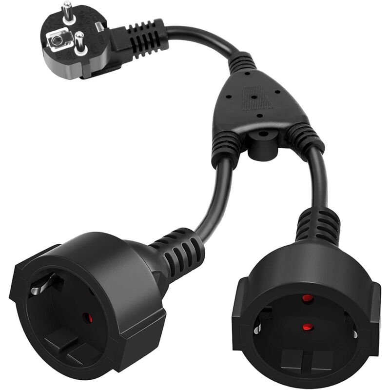 foto del prodotto gotrays doppia spina per presa, cavo di prolunga con 2 prese schuko 16a 250v max.3680w adattatore presa 2 in 1 distribuzione a 2 vie ip44 doppia
