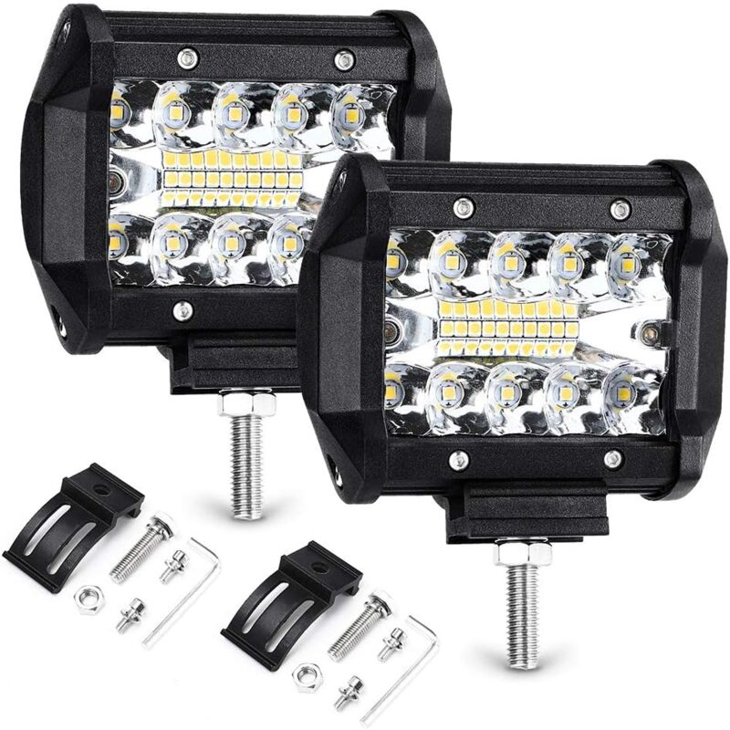 foto del prodotto gotrays faro supplementare, 2 x 70w, luce di lavoro a led, 12v, 7200lm, 6000k, ip68, impermeabile, luce grande, suv, utv, atv, fendinebbia, fari