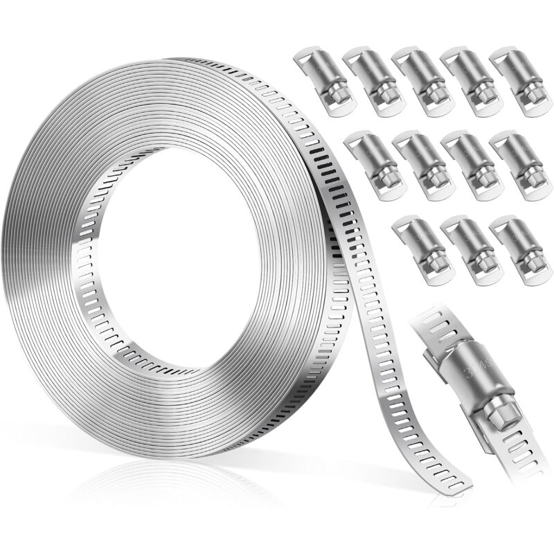 foto del prodotto gotrays fascette stringitubo in acciaio inossidabile 304 fascette stringitubo regolabili in acciaio inossidabile con 10 pezzi di fissaggio per