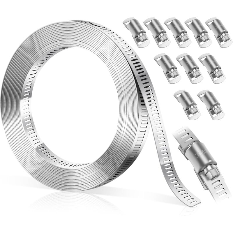foto del prodotto gotrays fascette stringitubo in acciaio inossidabile 304 fascette stringitubo regolabili in acciaio inossidabile con 10 pezzi di fissaggio per