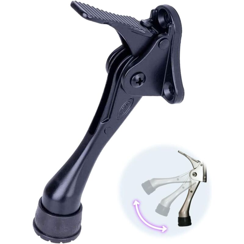 foto del prodotto gotrays fermaporta one touch kickdown, supporto per porta, fermaporta resistente, fondo porta, punte in gomma regolabili in altezza nero, 4