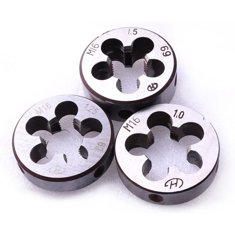 foto del prodotto gotrays filiere metriche, 3 pezzi filiera filettata metrica hss m16 x 1 mm m16 x 1,25 mm m16 x 1,5 mm