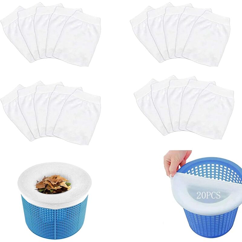 foto del prodotto gotrays filtro per piscina, 20 calzini bianchi per catturare le foglie e mantenere pulita la piscina.