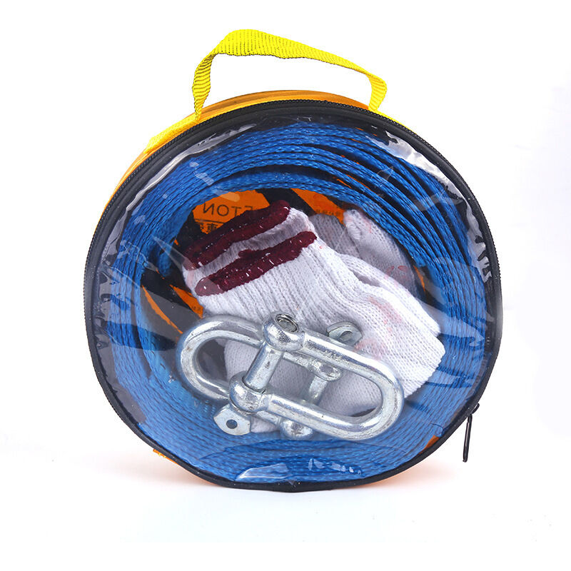 foto del prodotto gotrays fune di traino, 5 m, 8 tonnellate, cinghia di traino in nylon con guanti antiscivolo e gancio a u per il traino di auto, veicoli