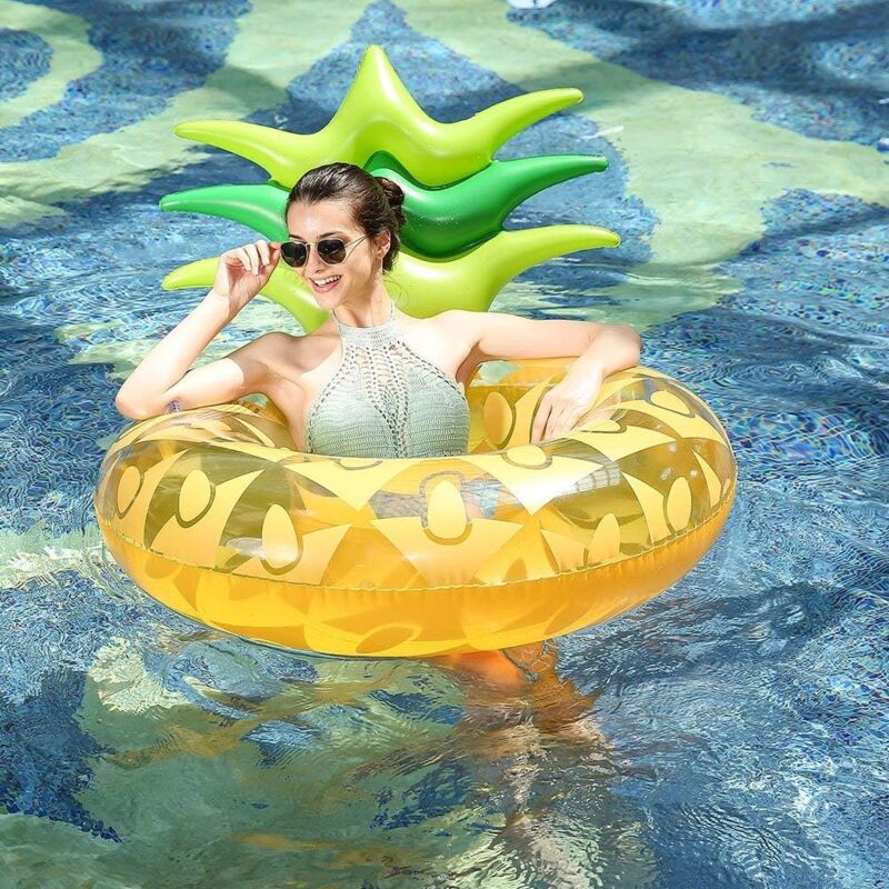 foto del prodotto gotrays grande galleggiante gonfiabile a forma di ananas per feste in piscina, giocattolo gonfiabile estivo, giocattolo per feste in piscina con