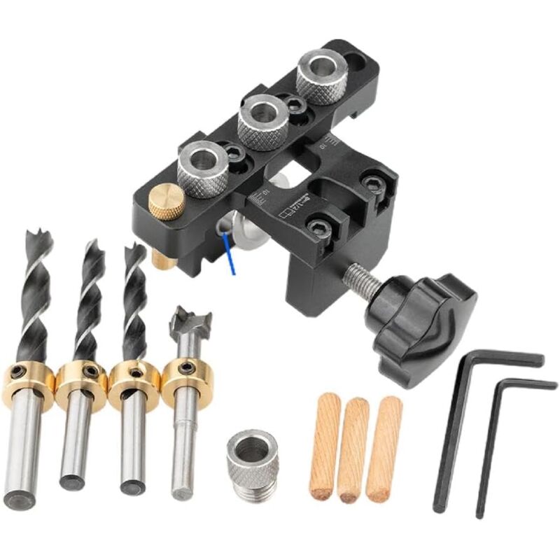 foto del prodotto gotrays guida per trapano per lavorazione del legno 3 in 1 guida per perforazione regolabile posizionatore per punzoni apri fori per legno attrezzi
