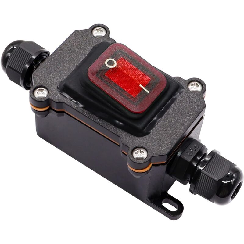 foto del prodotto gotrays interruttore a cavo impermeabile ip67 interruttore di linea on off 4 terminali dpst interruttore esterno 220 v ca con led rosso doppia