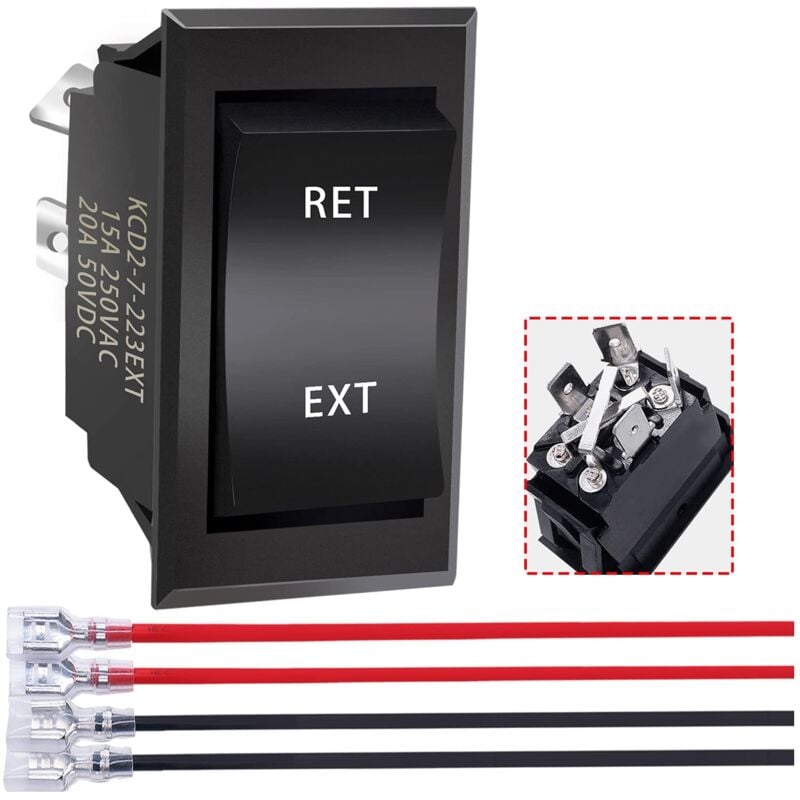 foto del prodotto gotrays - interruttore di inversione di polarità 12v 3 posizioni controllo motore cc momentaneo dpdt 4 pin on -off- on interruttore rv 20a per