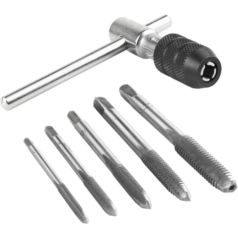 foto del prodotto gotrays kit chiave per maschi a mano metrica, chiave per maschi regolabile a barra a t con filettatura in acciaio m3 m4 m5 m6 m8