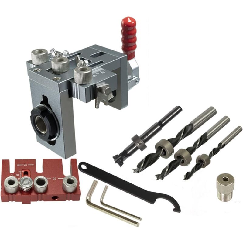 foto del prodotto gotrays kit di attrezzi per la lavorazione del legno 3 in 1, attrezzi rapidi, guida per trapano regolabile da 5 8 10 15 mm, localizzatore di