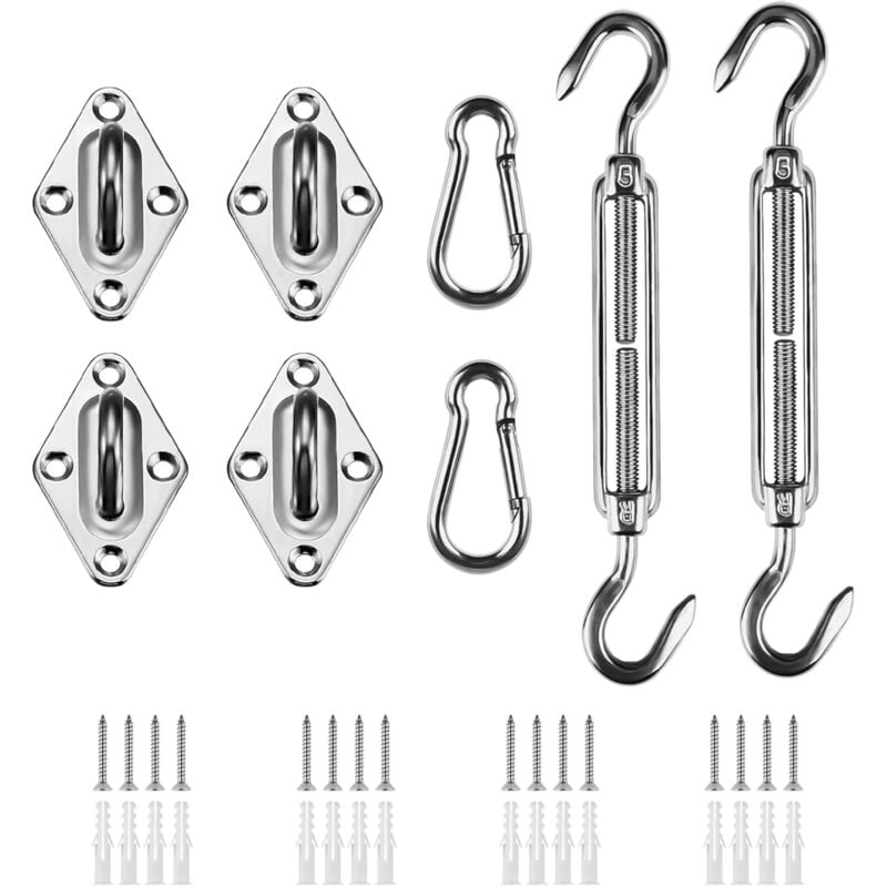 foto del prodotto gotrays kit di fissaggio per vela ombreggiante, kit di fissaggio per vela ombreggiante in acciaio inossidabile per triangolo e quadrato,