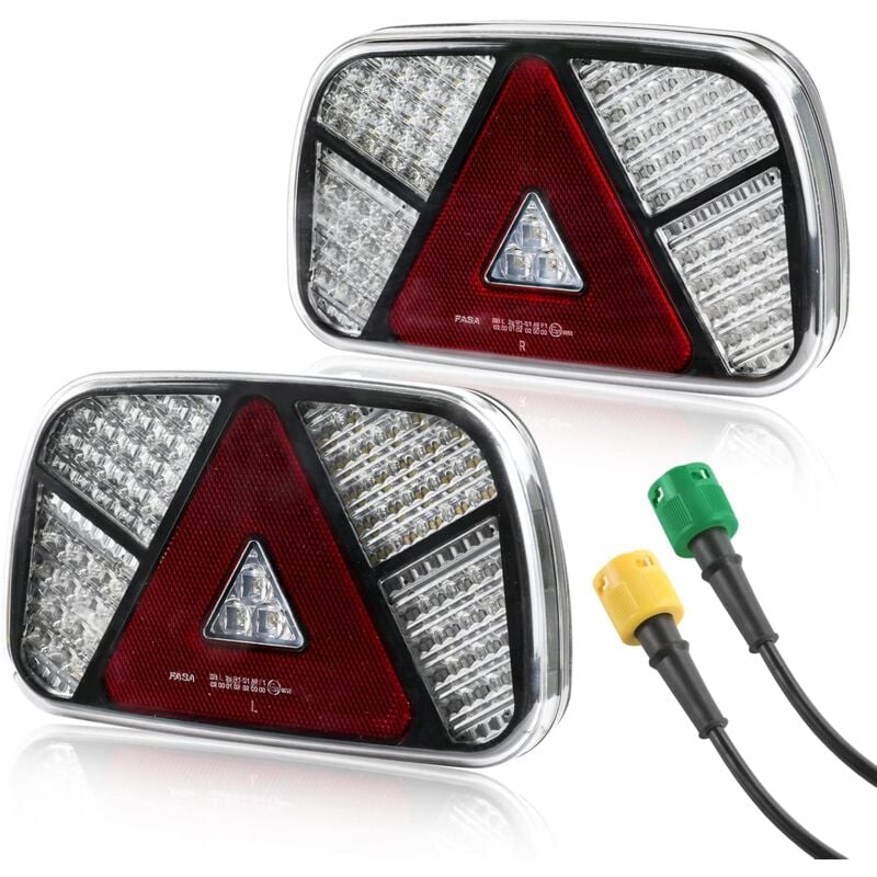foto del prodotto gotrays kit luci posteriori per rimorchio 12v 24v impermeabili, indicatori di direzione freno posteriori retromarcia nebbia riflettori con 2 cavi
