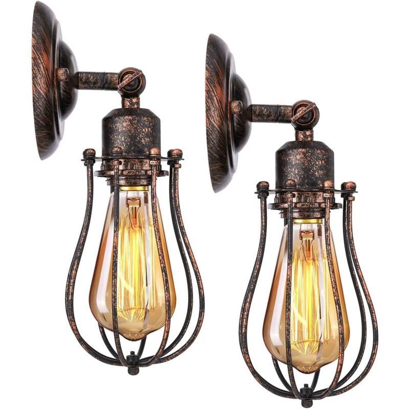 foto del prodotto gotrays lampada da parete industriale set e27 paralume a gabbia lampada a sospensione lampada da soffitto vintage decorazione applique da interno