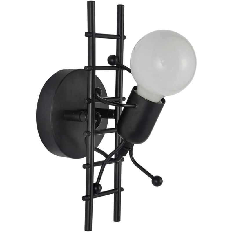 foto del prodotto gotrays lampada da parete umanoide per interni e27 lampada da parete moderna in stile industriale semplice 220v lampadina non inclusa nero 