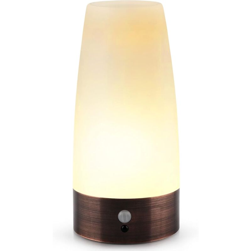 immagine 0 del prodotto gotrays lampada da tavolo, luce notturna a led retr , lampada da comodino con sensore di movimento wireless, richiede 3 batterie aaa da 1,5 v,